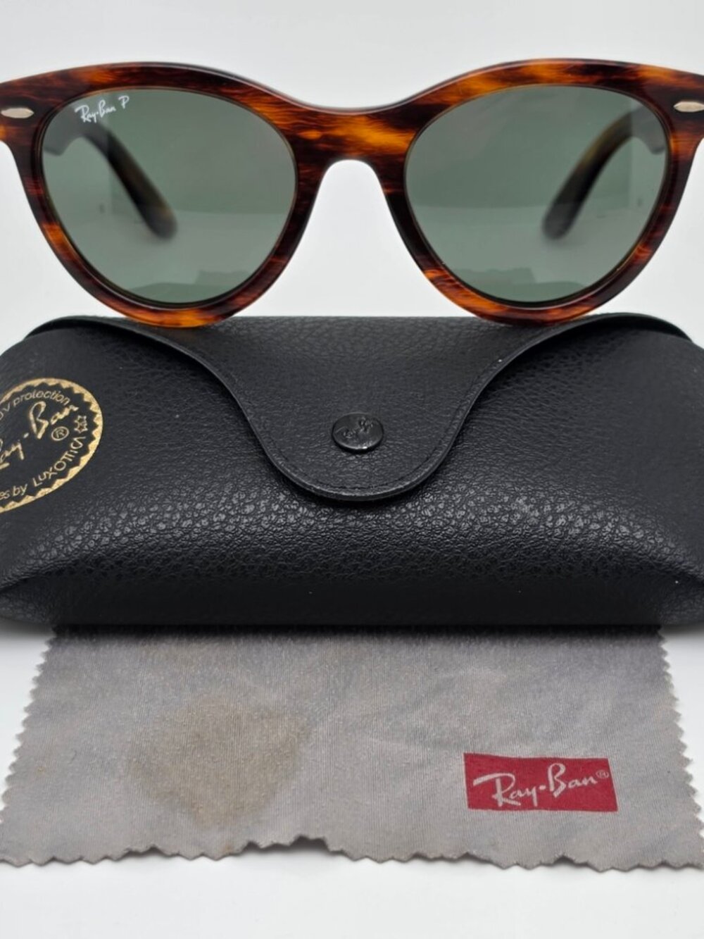 Ray-Ban RB2241 954/58 Wayfarer Way Stripe Havana Polarized Green Lens Sunglasses